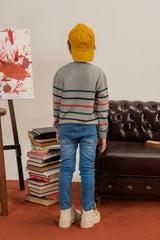 Soft  Boys' Sweater with Colorful Horizontal Stripes