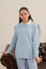 Cozy Fleece Princess Tracksuit for Girls with Polo Collar