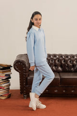 Cozy Fleece Princess Tracksuit for Girls with Polo Collar