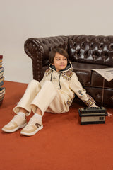 Warm Fleece Tracksuit for Kids with Ethnic Print Hoodie