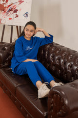 Girls Soft Fleece Printed Royal Blue Set