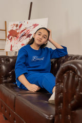 Girls Soft Fleece Printed Royal Blue Set