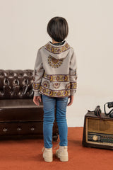 Printed Soft Fleece Lt-Gray Hoodie For Boys