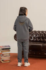 Girls Kalamkar Printed Tracksuit - DK GRAY