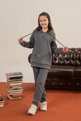 Girls Kalamkar Printed Tracksuit - DK GRAY