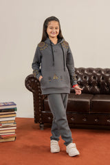 Girls Kalamkar Printed Tracksuit - DK GRAY