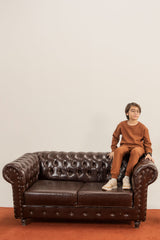 Textured Jacquard Knit Tracksuit - Rust Brown For Boys