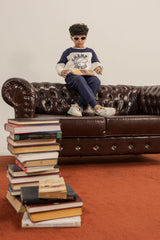 Soft Fleece Navy & Cream Sports Loungewear Set