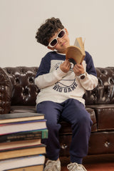 Soft Fleece Navy & Cream Sports Loungewear Set