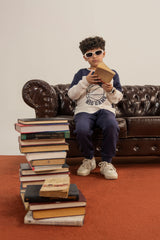 Soft Fleece Navy & Cream Sports Loungewear Set