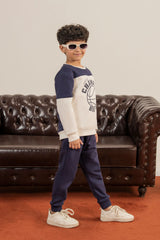 Soft Fleece Navy & Cream Sports Loungewear Set