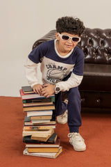 Soft Fleece Navy & Cream Sports Loungewear Set