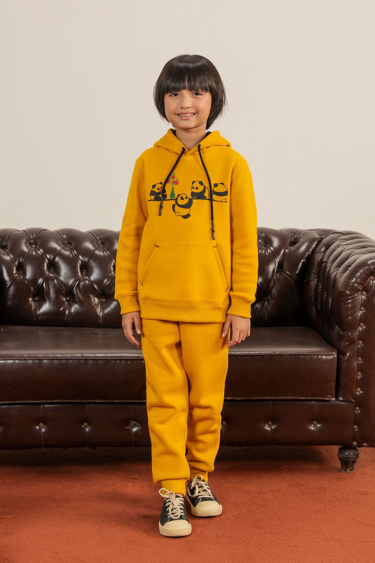Fleece Tracksuit for Children with Cute Panda Graphic