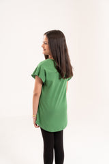 Girls Top Green Dino