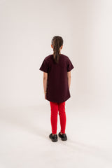 Girls Top Jakuard Black Mehroon