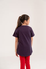 Girls Top Striper Navy Red-Shirt