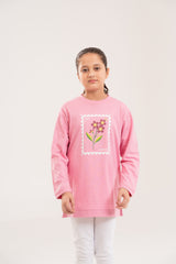 Girls Top Pink Flower  With Lycra Cotton Tights