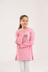 Girls Top Pink Flower  With Lycra Cotton Tights