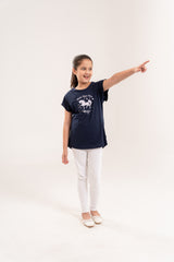 Girls Top Navy With White Horse