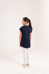Girls Top Navy With White Horse