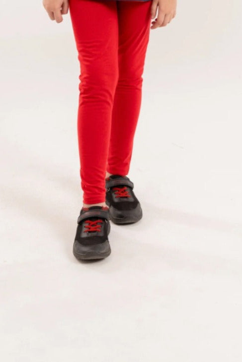 Girls Red Plain Tights